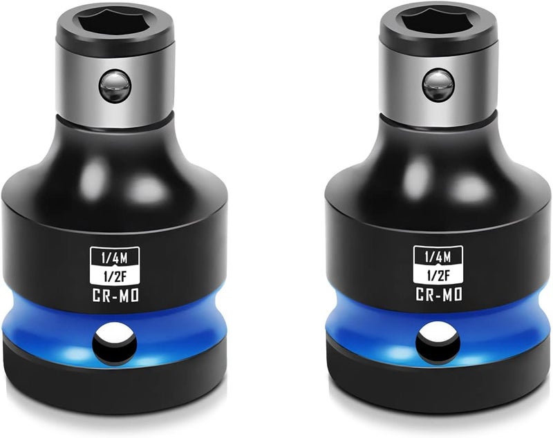 BLACKROBOT 2PCS Impact Bit Holders 1/2 Inch Square Drive to 1/4 Inch Hex Socket Adapter for Impact Wrench - Image 1